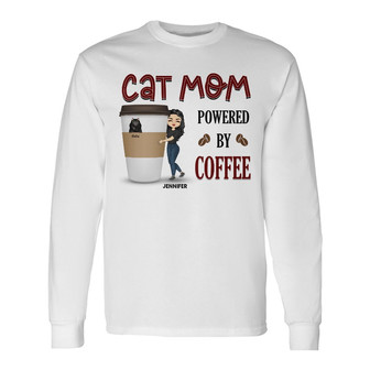 Cat Mom Just Wanna Sip Coffee Custom Long Sleeve Shirt - Gift for Mom - Thegiftio UK