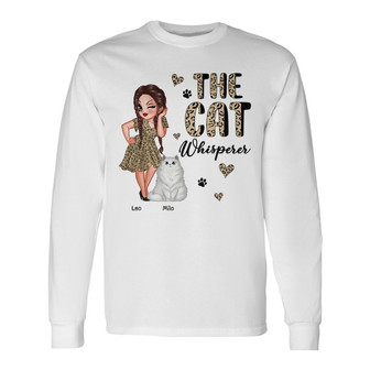 Cat Mom Whisperer Leopard Custom Long Sleeve Shirt - Gift for Cat Moms - Thegiftio UK