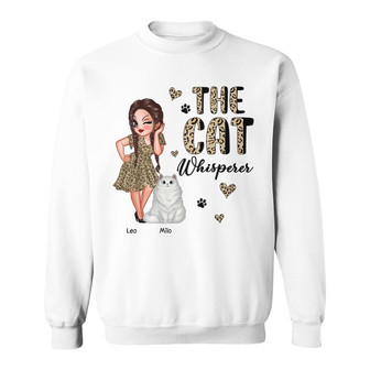 Cat Mom Whisperer Leopard Custom Sweatshirt - Gift for Cat Moms - Thegiftio UK