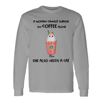 Catpuccino Cat Lover Coffee Custom Long Sleeve Shirt - Gift for Her - Thegiftio UK