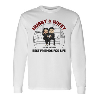 Chibi Couple Best Friends Custom Long Sleeve Shirt - Gift for Couples - Thegiftio UK