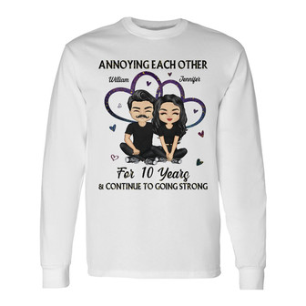 Chibi Couple Heart Together Since Custom Long Sleeve Shirt - Thegiftio UK