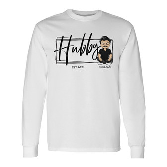 Chibi Couple Wifey Hubby Custom Long Sleeve Shirt - Gift for Couples - Thegiftio UK