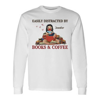 Chibi Girl Easily Distracted By Books Custom Long Sleeve Shirt - Thegiftio UK