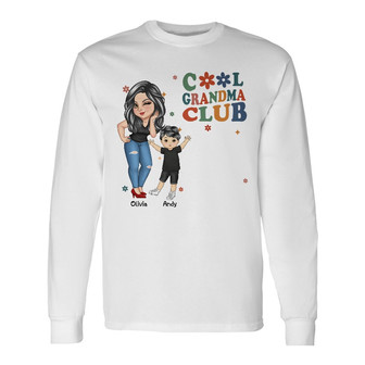 Cool Grandma Club Personalized Long Sleeve Shirt - Gift for Grandma - Thegiftio UK