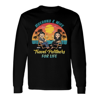 Couple Travel Partners For Life Custom Long Sleeve Shirt - Thegiftio UK