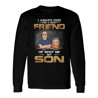 Dad Asked God For Angels Custom Long Sleeve Shirt - Gift for Dad - Thegiftio UK