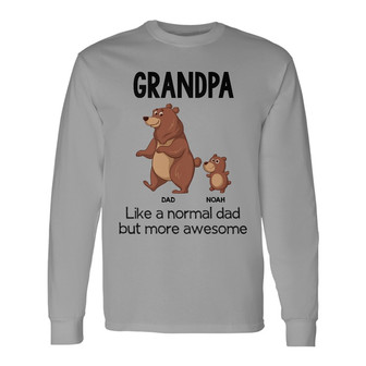 Dad Grandpa Bear And Kids Custom Long Sleeve Shirt - Gift for Dad - Thegiftio UK