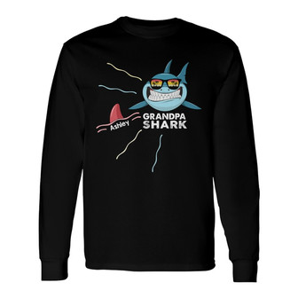 Dad Grandpa Shark Retro Custom Long Sleeve Shirt - Gift for Dad - Thegiftio UK