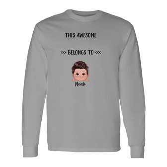Daddy Belongs To Doll Peeking Kids Custom Long Sleeve Shirt - Thegiftio UK