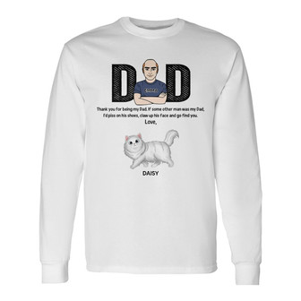 Dear Cat Dad Personalized Long Sleeve Shirt - Gift for Cat Lovers - Thegiftio UK