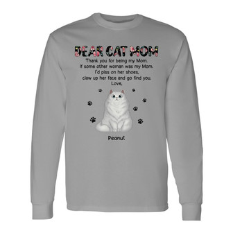 Dear Cat Mom Floral Pattern Custom Long Sleeve Shirt - Thegiftio UK
