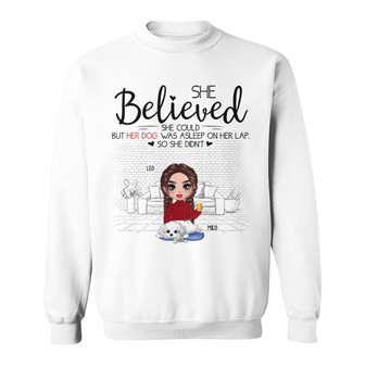 Dog Asleep On Lap Doll Girl Custom Sweatshirt - Dog Lovers Gift - Thegiftio UK