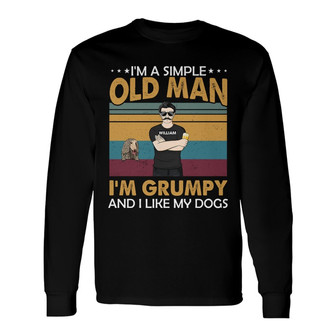 Dog Dad Grumpy Custom Long Sleeve Shirt - Gift for Dog Lovers - Thegiftio UK