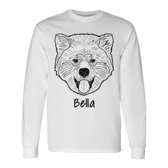 Dog Face Simple Outline Custom Long Sleeve Shirt - Gift for Dog Lovers - Thegiftio UK