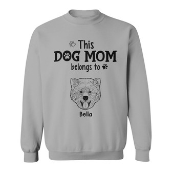 Dog Mom Dad Belongs To Dog Head Outline Custom Sweatshirt - Thegiftio UK