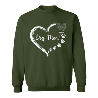 Dog Mom Heart Simple Dog Head Outline Custom Sweatshirt - Gift - Thegiftio UK
