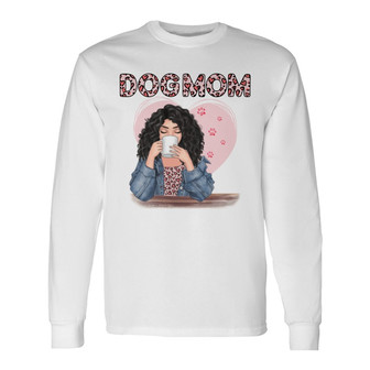 Dog Mom Leopard Heart Pattern Custom Long Sleeve Shirt - Gift for Mom - Thegiftio UK
