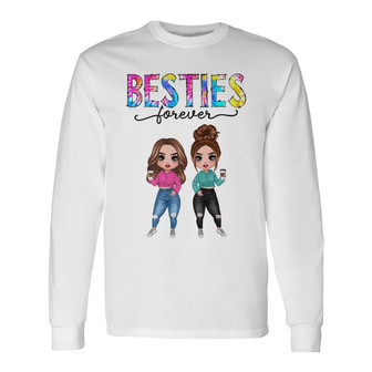 Doll Besties Floral Leopard Checkered Pattern Custom Long Sleeve Shirt - Thegiftio UK