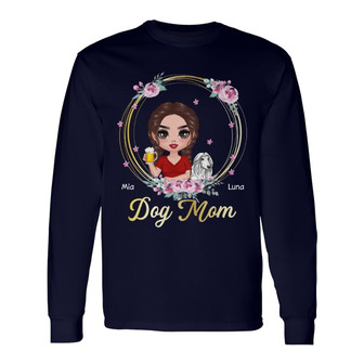 Doll Dog Mom Floral Personalized Long Sleeve Shirt - Gift for Dog Moms - Thegiftio UK