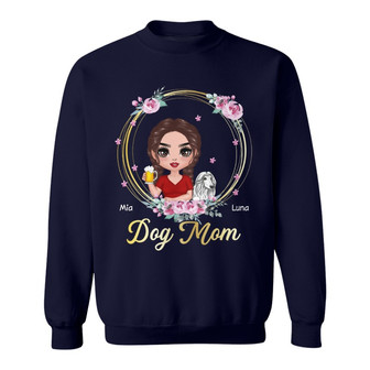 Doll Dog Mom Floral Personalized Sweatshirt - Gift for Dog Moms - Thegiftio UK