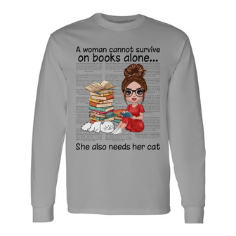 Doll Girl Books And Sleeping Cats Custom Long Sleeve Shirt - Thegiftio UK