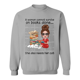 Doll Girl Books And Sleeping Cats Custom Sweatshirt - Thegiftio UK