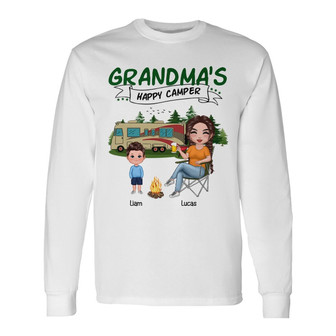 Doll Grandma And Kids Happy Campers Custom Long Sleeve Shirt - Gift - Thegiftio UK