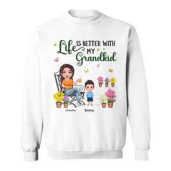 Doll Grandma Sitting With Grandkids Personalized Sweatshirt - Thegiftio UK