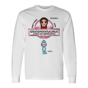 Don't Mess With Grandmasaurus Personalized Long Sleeve Shirt - Thegiftio UK