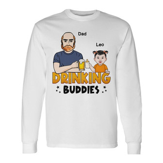 Drinking Buddy New Dad Custom Long Sleeve Shirt - Father's Day Gift - Thegiftio UK