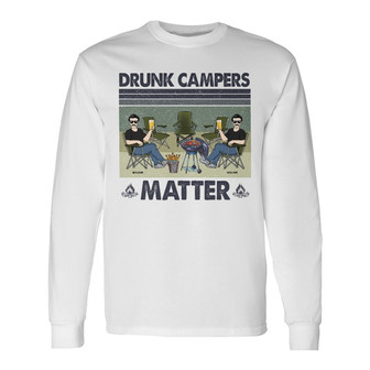 Drunk Campers Matter Custom Long Sleeve Shirt - Gift for Camp Besties - Thegiftio UK