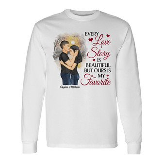 Every Love Story Is Beautiful Custom Long Sleeve Shirt - Couples Gift - Thegiftio UK