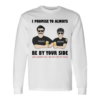 Family Couple Always By Your Side Custom Long Sleeve Shirt - Thegiftio UK