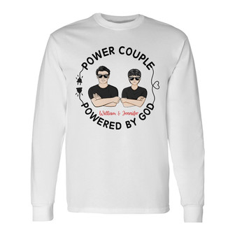 Family Couple Powered By God Custom Long Sleeve Shirt - Couple Gift - Thegiftio UK