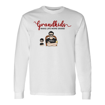 Family Grandkids Make Life More Grand Custom Long Sleeve Shirt - Gift - Thegiftio UK