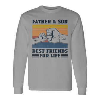 Father & Son Daughter Best Friends Fist Bump Custom Long Sleeve Shirt - Thegiftio UK