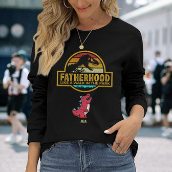 Fatherhood Retro Walk In The Park Custom Shirt - For Dad - Thegiftio UK