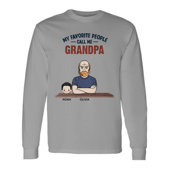 Favorite People Call Me Grandpa Custom Long Sleeve Shirt - Thegiftio UK