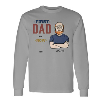 First Dad Now Grandpa Personalized Long Sleeve Shirt - Grandpa Gift - Thegiftio UK