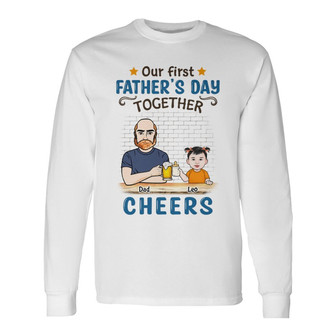 First Father's Day New Dad Custom Long Sleeve Shirt - Gift for Dad - Thegiftio UK