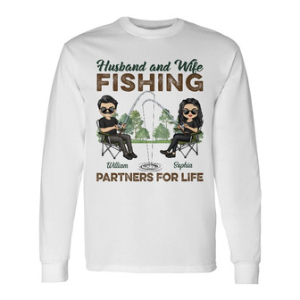 Fishing Partners For Life Personalized Long Sleeve Shirt - Couple Gift - Thegiftio UK