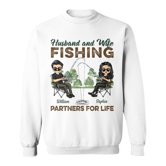 Fishing Partners For Life Personalized Sweatshirt - Couple Gift - Thegiftio UK