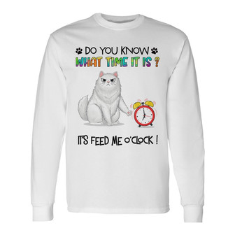 Fluffy Cats Feed Us O'Clock Custom Long Sleeve Shirt - Cat Lovers Gift - Thegiftio UK