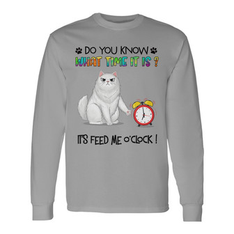 Fluffy Cats Feed Us O'Clock Custom Long Sleeve Shirt - Cat Lovers Gift - Thegiftio UK
