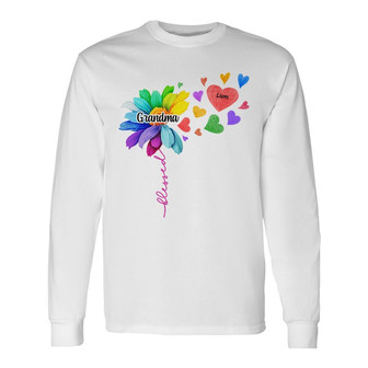 Grandma Colorful Flower Dandelion Flying Hearts Custom Shirt - Thegiftio UK