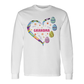 Grandma Easter Pattern Eggs Heart Custom Long Sleeve Shirt - Gift - Thegiftio UK