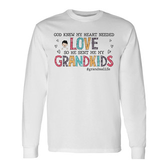 Grandma God Sent Me My Grandkids Custom Long Sleeve Shirt - Thegiftio UK