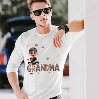 Grandma Grandkid Cartoon Personalized Long Sleeve Shirt - Gift for Her - Thegiftio UK