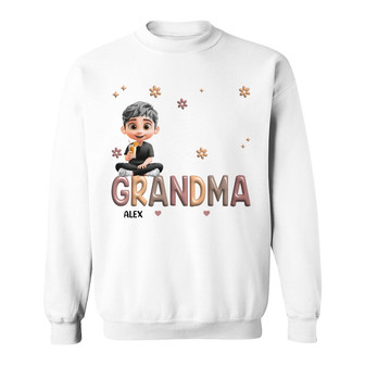 Grandma Grandkid Cartoon Personalized Sweatshirt - Gift for Her - Thegiftio UK